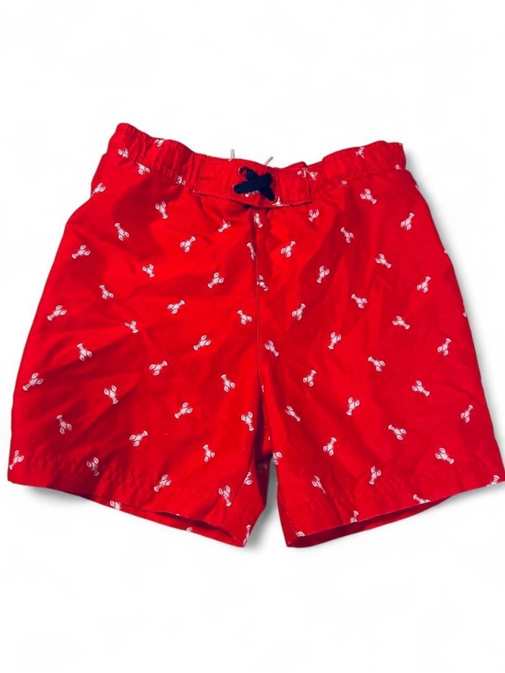 Boys 4T Red Swim Shorts with a Lobster Print